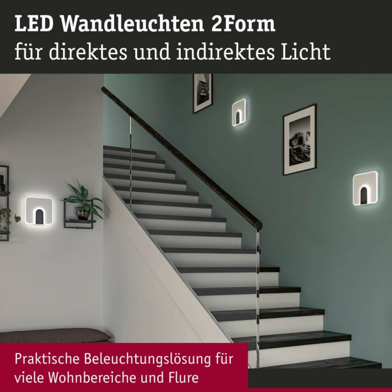 Paulmann LED Wandleuchte 2Form   4000K 1570lm / 460lm 230V 12,5 / 3,6W  Weiß Schwarz