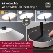 Mobile Akku-Tischleuchte Pellini Beige/Schwarz matt in Lederoptik mit USB-C White Switch Dimmbar via Touch-Schalter Höhe 33cm