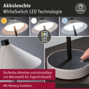 Mobile Akku-Tischleuchte Pellini Schwarz matt/Beige in Lederoptik mit USB-C White Switch Dimmbar via Touch-Schalter Höhe 37cm