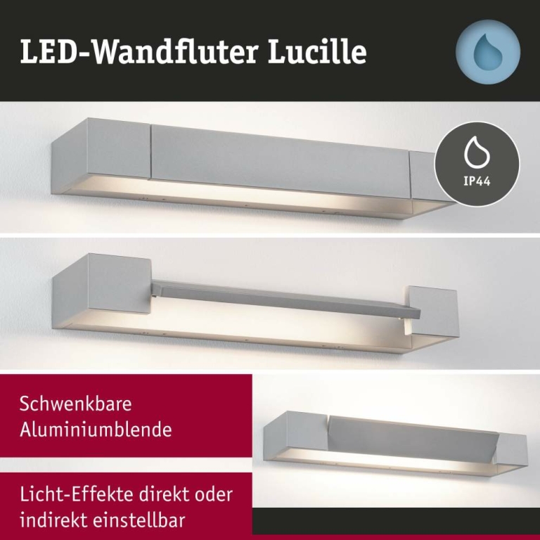 Paulmann Selection Bathroom LED Wandleuchte Lucille IP44  2700K 1000lm 230V 11W dimmbar Alu matt