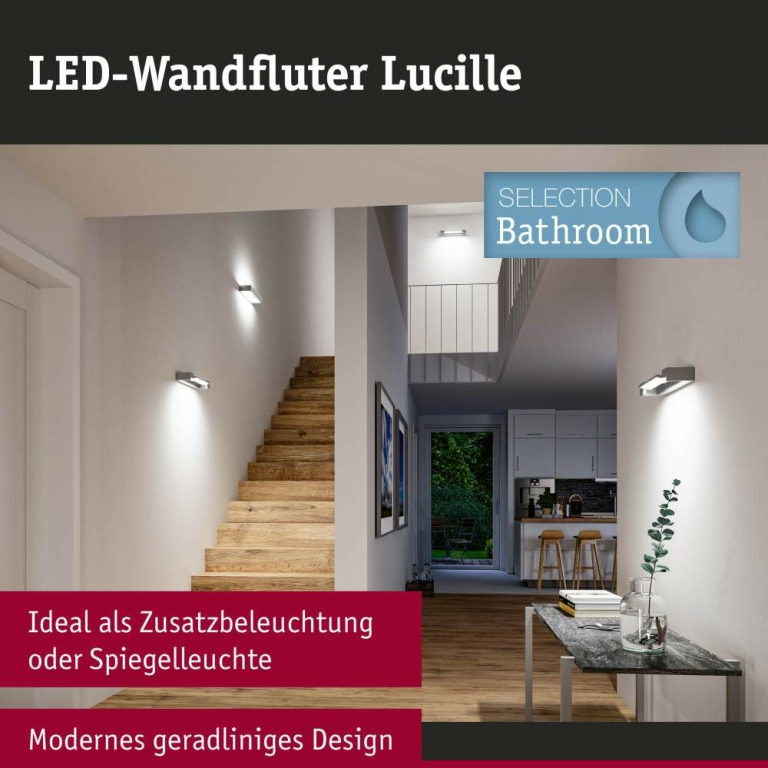 Paulmann Selection Bathroom LED Wandleuchte Lucille IP44  2700K 1000lm 230V 11W dimmbar Alu matt