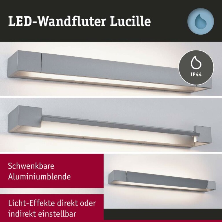 Paulmann Selection Bathroom LED Wandleuchte Lucille IP44  2700K 1300lm 230V 17W dimmbar Alu matt