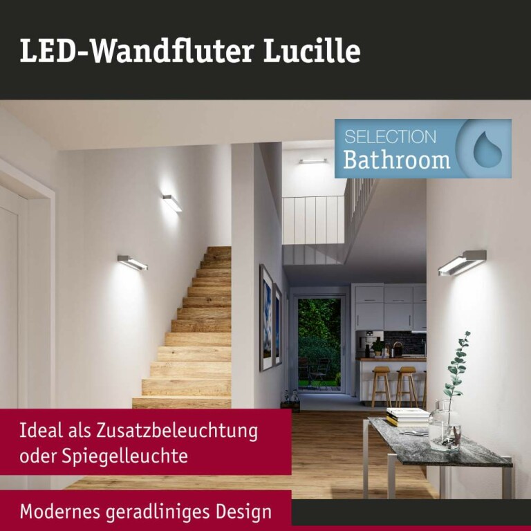 Paulmann Selection Bathroom LED Wandleuchte Lucille IP44  2700K 1300lm 230V 17W dimmbar Alu matt