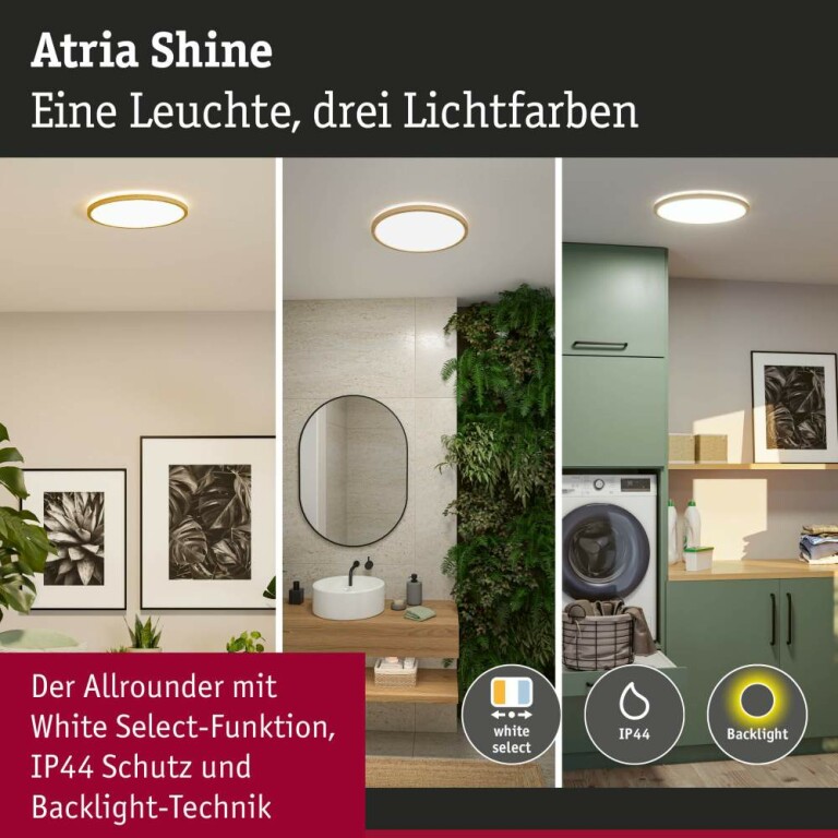 Paulmann LED Panel Atria Shine  IP44 rund 398mm  20,8W 2800lm White Switch Holzoptik Eiche