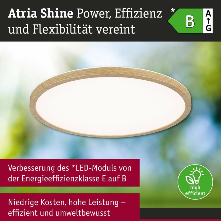 Paulmann LED Panel Atria Shine  IP44 rund 398mm  20,8W 2800lm White Switch Holzoptik Eiche