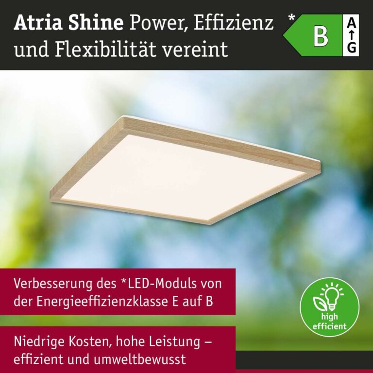 Paulmann LED Panel Atria Shine  IP44 eckig mm  15,7W 2100lm White Switch Holzoptik Eiche