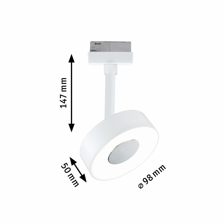 Paulmann URail LED Schienenspot 3-Step-Dim Circle Einzelspot  220lm 5W 4000K dimmbar 230V Signalweiß