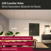 LED Deckenleuchte Volea Weiß/Silber dimmbar inkl. Pendelabhängung ⌀ 32cm IP44 13W 3000K