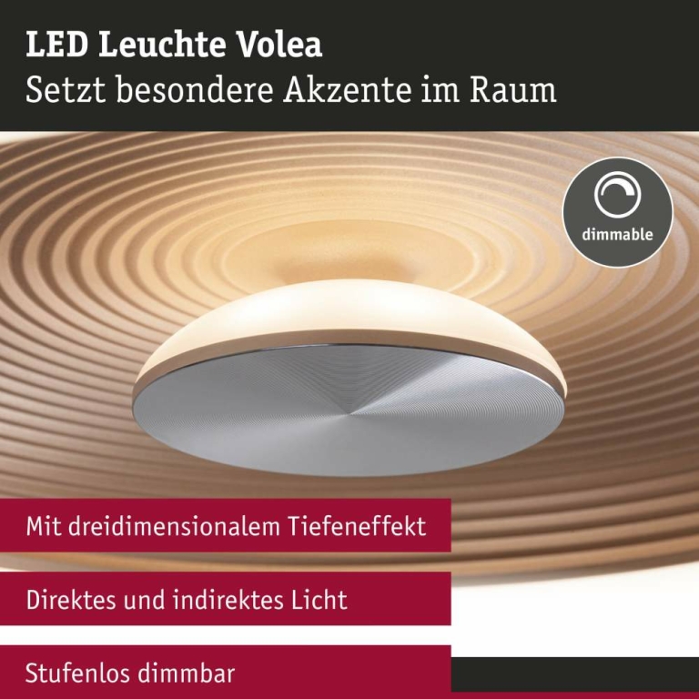 Paulmann LED Deckenleuchte Volea Schwarz/Gold/Silber dimmbar inkl. Pendelabhängung ⌀ 32cm IP44 13W 3000K