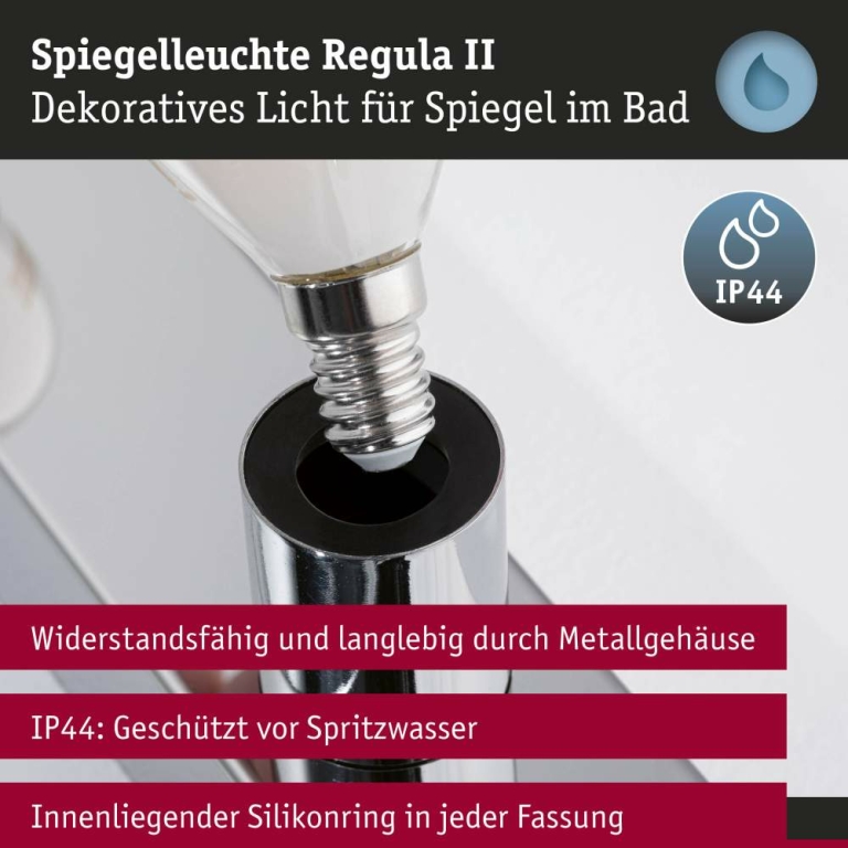 Paulmann Set Spiegelleuchte Regula II inkl. Leuchtmittel 4-flammig
  E14 2700K 4x470lm 230V 4x4,5W dimmbar Chrom Opal