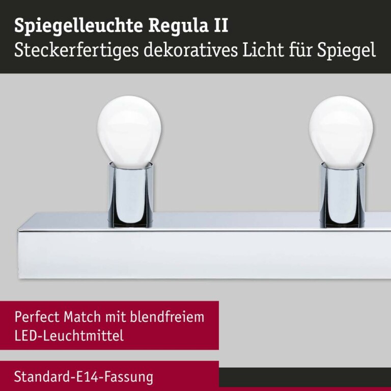 Paulmann Set Spiegelleuchte Regula II inkl. Leuchtmittel 4-flammig
  E14 2700K 4x470lm 230V 4x4,5W dimmbar Chrom Opal