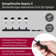 Set Spiegelleuchte Regula II inkl. Leuchtmittel 4-flammig
  E14 2700K 4x250lm 230V 4x2,5W dimmbar Schwarz Kopfspiegel Schwarz matt