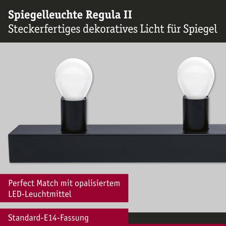 Paulmann Set Spiegelleuchte Regula II inkl. Leuchtmittel 4-flammig
  E14 2700K 4x470lm 230V 4x4,5W dimmbar Schwarz Opal