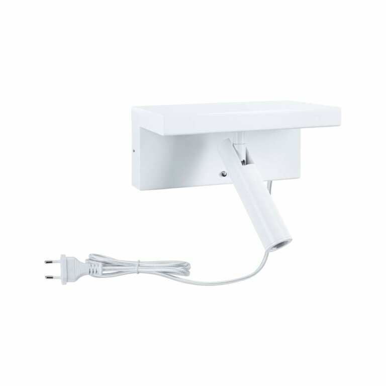 Paulmann LED Wandleuchte Leselampe Jerik Weiß matt USB-C 3000K 160lm 3-Step-Dim mit Euroflachstecker schwenkbarer Leuchtenkopf