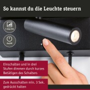 LED Wandleuchte Leselampe Jerik Schwarz matt USB-C 3000K 160lm 3-Step-Dim mit Euroflachstecker schwenkbarer Leuchtenkopf