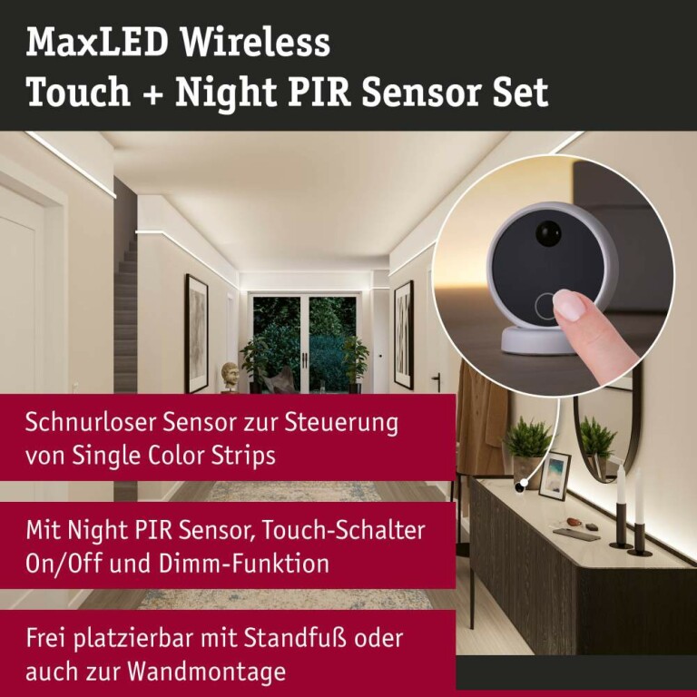 Paulmann MaxLED Wireless PIR & Touch DC 24V max. 144W Weiß Schwarz