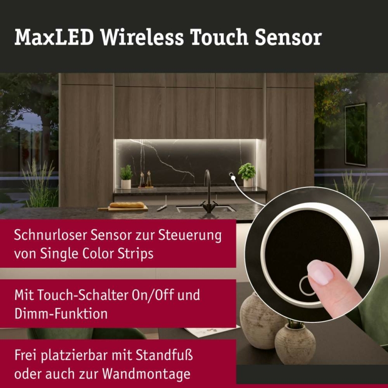 Paulmann MaxLED Sensor Wireless Touch DC3V  Weiß Schwarz