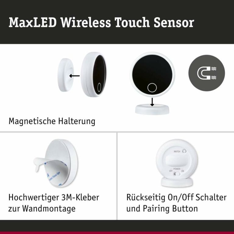 Paulmann MaxLED Sensor Wireless Touch DC3V  Weiß Schwarz