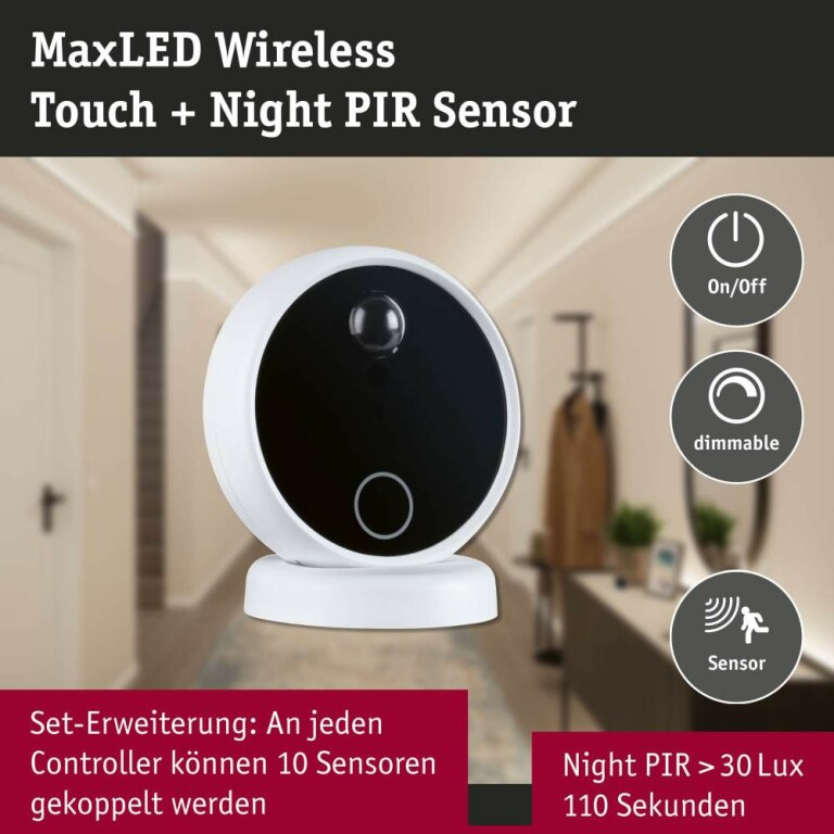 Paulmann MaxLED Wireless PIR & Touch DC3V  Weiß Schwarz