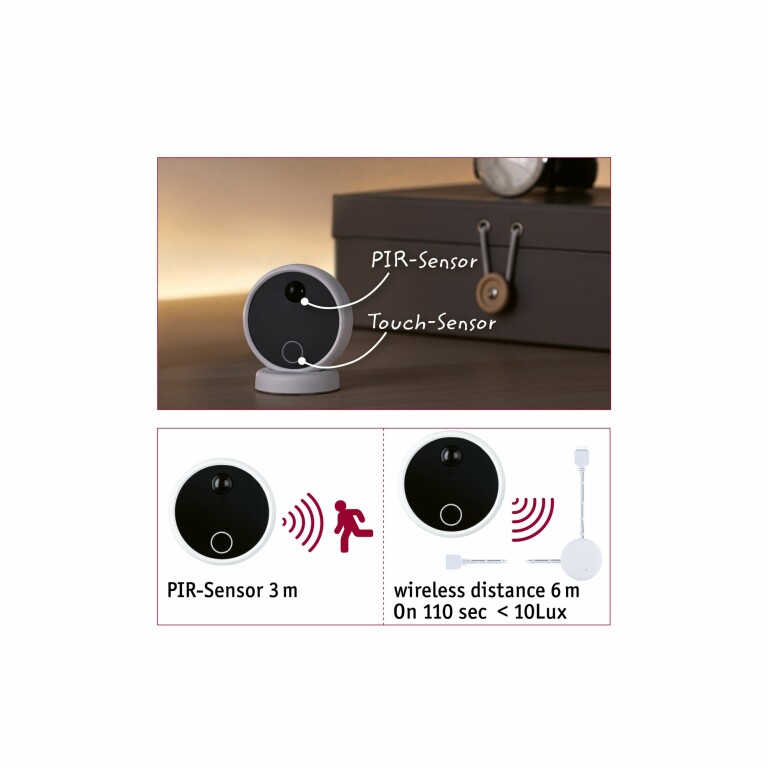 Paulmann MaxLED Wireless PIR & Touch DC3V  Weiß Schwarz