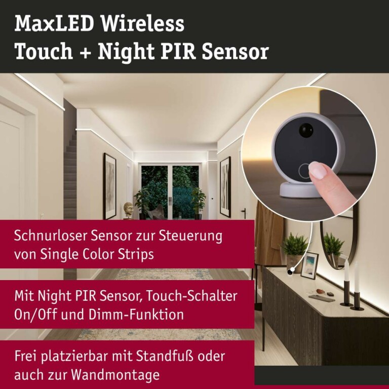 Paulmann MaxLED Wireless PIR & Touch DC3V  Weiß Schwarz