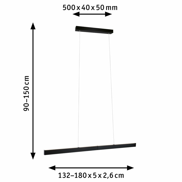 Paulmann LED Pendelleuchte Aptare Schwarz Touchless Sensor 2700K dimmbar verstellbare Breite & Höhe