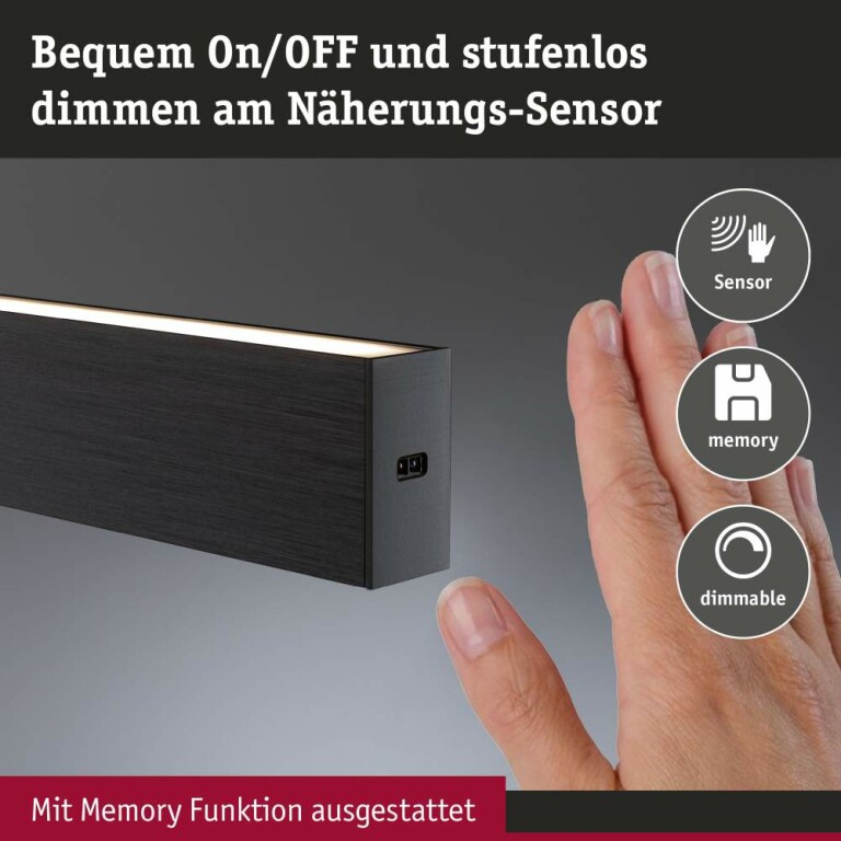 Paulmann LED Pendelleuchte Aptare Schwarz Touchless Sensor 2700K dimmbar verstellbare Breite & Höhe