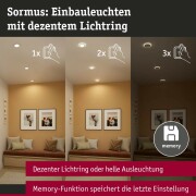 LED Einbauleuchte Sormus Einzelleuchte  IP65 rund 100mm  4,8 / 1,5W 560lm / 180lm 230V  3000K Weiß