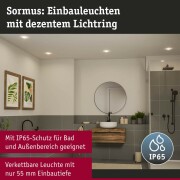 LED Einbauleuchte Sormus Einzelleuchte  IP65 rund 100mm  4,8 / 1,5W 560lm / 180lm 230V  3000K Weiß