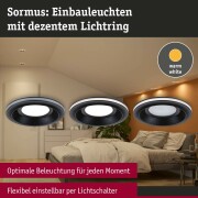 LED Einbauleuchte Sormus Einzelleuchte  IP65 rund 100mm  4,8 / 1,5W 560lm / 180lm 230V  3000K Schwarz