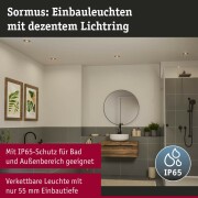 LED Einbauleuchte Sormus Einzelleuchte  IP65 rund 100mm  4,8 / 1,5W 560lm / 180lm 230V  3000K Schwarz