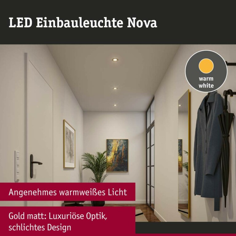 Paulmann LED Einbauleuchte Nova Coin 3er-Set   rund 84mm 50° Coin 3x6W 3x470lm 230V  2700K Gold matt