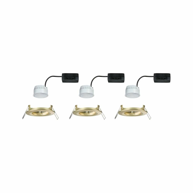 Paulmann LED Einbauleuchte Nova Coin Basisset starr IP44 rund 78mm  Coin 3x6W 3x470lm 230V  2700K Gold matt