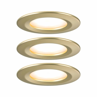 Paulmann LED Einbauleuchte Nova Coin Basisset starr IP44 rund 78mm  Coin 3x6W 3x470lm 230V  2700K Gold matt