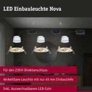 LED Einbauleuchte Nova Coin Basisset starr IP44 rund 78mm  Coin 3x6W 3x470lm 230V  2700K Gold matt