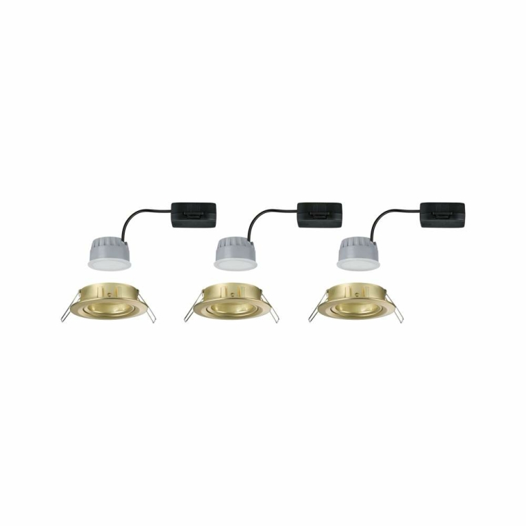 Paulmann LED Einbauleuchte 3-Step-Dim Nova Coin Basisset schwenkbar  rund 84mm 50° Coin 3x6W 3x470lm 230V dimmbar 2700K Gold matt