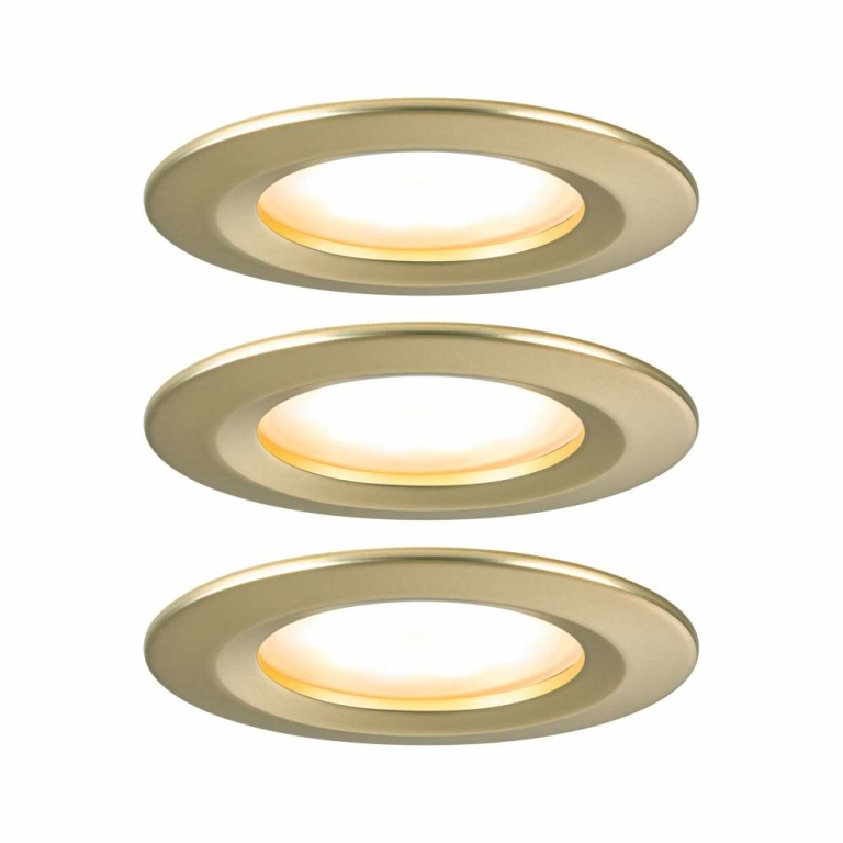 Paulmann LED Einbauleuchte 3-Step-Dim Nova Coin Basisset starr IP44 rund 74mm  Coin 3x6W 3x470lm 230V dimmbar 2700K Gold matt