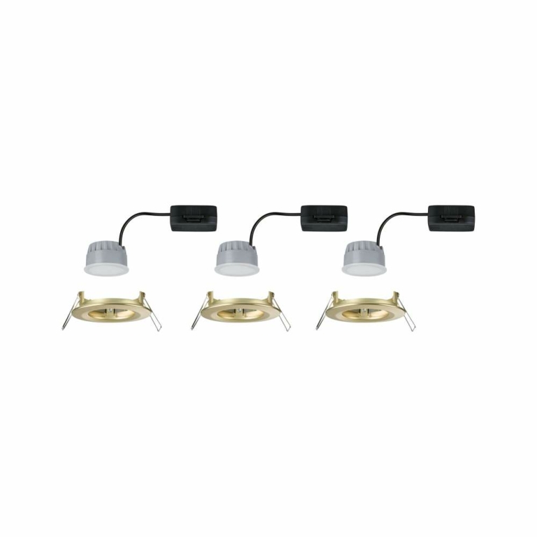 Paulmann LED Einbauleuchte 3-Step-Dim Nova Coin Basisset starr IP44 rund 74mm  Coin 3x6W 3x470lm 230V dimmbar 2700K Gold matt