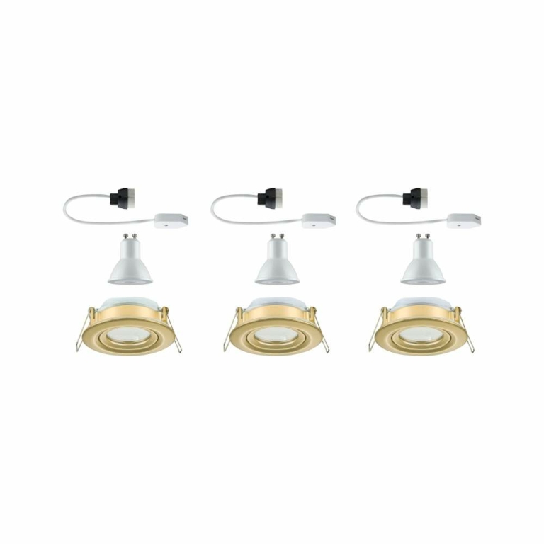 Paulmann LED Einbauleuchte Nova Plus 3er-Set  IP65 rund 93mm 30° GU10 3x6W 3x460lm 230V dimmbar 2700K Gold matt