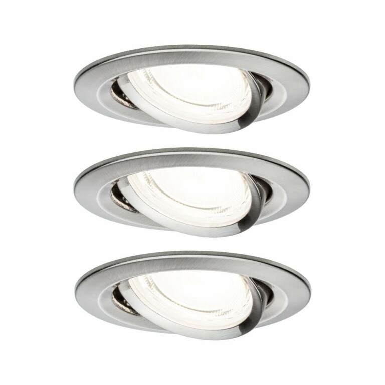 Paulmann LED Einbauleuchte Nova Coin 3er-Set   rund 84mm 50° 3x2,8W 3x505lm 230V  4000K Eisen gebürstet