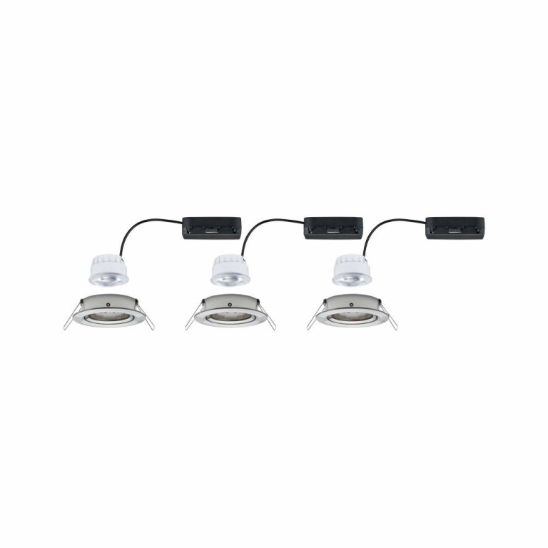 Paulmann LED Einbauleuchte Nova Coin 3er-Set   rund 84mm 50° 3x2,8W 3x505lm 230V  4000K Eisen gebürstet