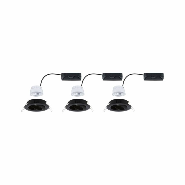 Paulmann LED Einbauleuchte Nova Coin 3er-Set   rund 84mm 50° 3x2,8W 3x505lm 230V  4000K Schwarz matt