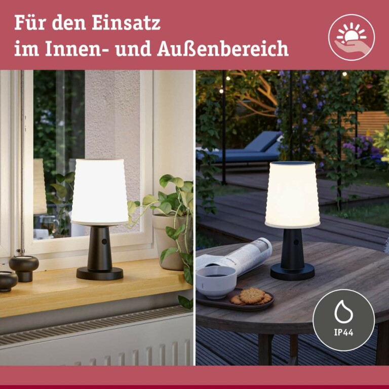 Paulmann Solar LED Tischleuchte Ilanga IP44 2700K 125lm Anthrazit