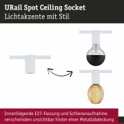 URail Schienenspot Socket  E27  max. 20W  dimmbar 230V Signalweiß