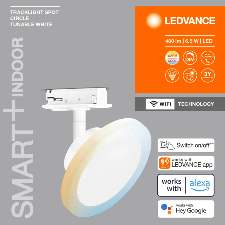 LEDVANCE LEDVANCE SMART+ WiFi Schienensystem Leuchte Circle weiß Dimmbar Tunable White - kompatibel mit Amazon & Google