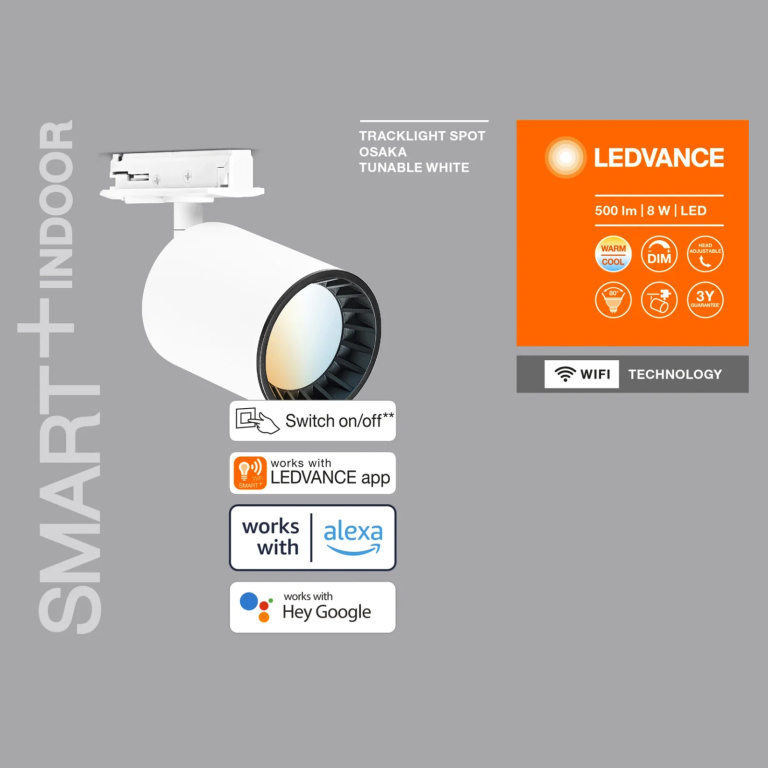 LEDVANCE LEDVANCE SMART+ WiFi Schienensystem Leuchte Osaka weiß Dimmbar Tunable White - kompatibel mit Amazon & Google