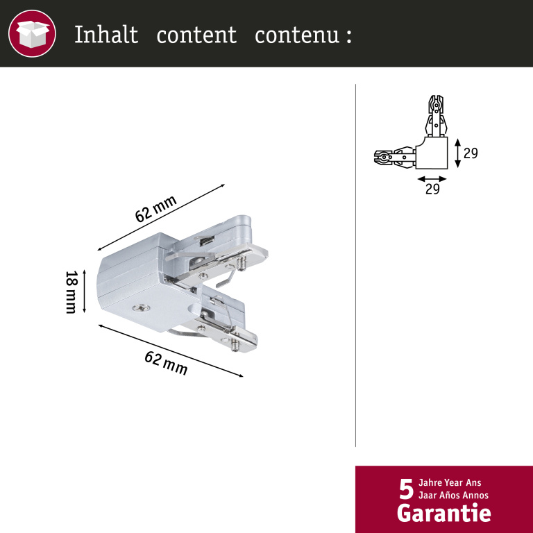 Paulmann URail L-Verbinder L-Stück starr Chrom matt