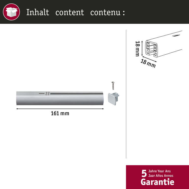 Paulmann URail Einspeisung Anfang/Ende Chrom matt max. 1000W